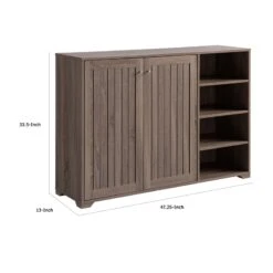 47 Inch Double Door Cabinet Console With 4 Open Shelves Dark Taupe Brown -Cymax Sales 2770011 4 L