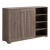 47 Inch Double Door Cabinet Console With 4 Open Shelves Dark Taupe Brown