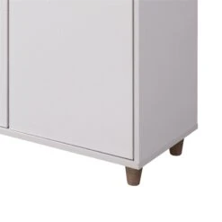 41 Inch Double Door Shoe Cabinet With 4 Shelves Integrated Handle White -Cymax Sales 2770012 3 L