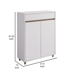 41 Inch Double Door Shoe Cabinet With 4 Shelves Integrated Handle White -Cymax Sales 2770012 4 L