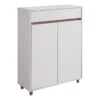 41 Inch Double Door Shoe Cabinet With 4 Shelves Integrated Handle White