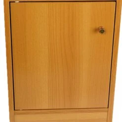 29 Inch Chairside Table With 1 Storage Cabinet 1 Open Shelf Light Cherry -Cymax Sales 2770043 3 L