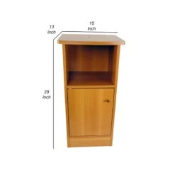 29 Inch Chairside Table With 1 Storage Cabinet 1 Open Shelf Light Cherry -Cymax Sales 2770043 4 L