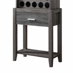 66 Inch Wine Cabinet With 3 Shelves Bottle Rack Distressed Gray Finish -Cymax Sales 2770053 3 L
