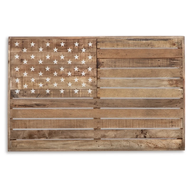 45 Inch Wood American Flag Wall Decor D-Ring Hanging Bracket Light Brown 3 45 Inch Wood American Flag Wall Decor D-Ring Hanging Bracket Light Brown - Image 3