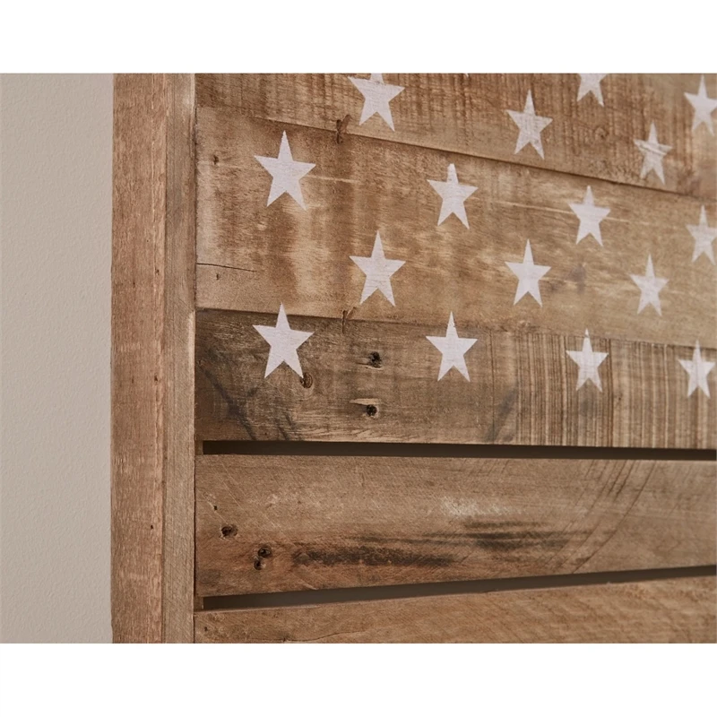 45 Inch Wood American Flag Wall Decor D-Ring Hanging Bracket Light Brown 5 45 Inch Wood American Flag Wall Decor D-Ring Hanging Bracket Light Brown - Image 5