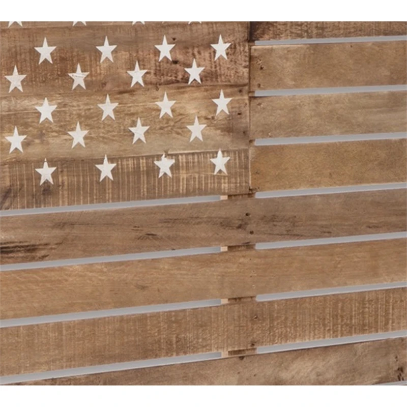 45 Inch Wood American Flag Wall Decor D-Ring Hanging Bracket Light Brown 4 45 Inch Wood American Flag Wall Decor D-Ring Hanging Bracket Light Brown - Image 4