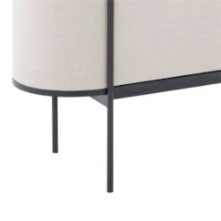 Cid 59 Inch Sideboard Buffet Cabinet 2 Doors Fabric Upholstered Beige -Cymax Sales 2770129 2 L