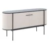 Cid 59 Inch Sideboard Buffet Cabinet 2 Doors Fabric Upholstered Beige