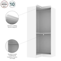 Pemberly Row 36"W Corner Engineered Wood Closet Organizer In White -Cymax Sales 2773521 12 L