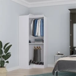 Pemberly Row 36"W Corner Engineered Wood Closet Organizer In White -Cymax Sales 2773521 4 L