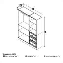 Pemberly Row 61"W Engineered Wood Closet Organizer System In White -Cymax Sales 2773522 2 L