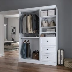 Pemberly Row 61"W Engineered Wood Closet Organizer System In White -Cymax Sales 2773522 5 L