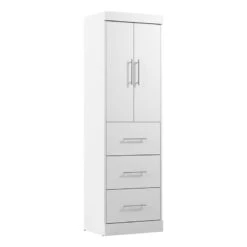 Pemberly Row 2-Door Engineered Wood Storage Unit With 3 Drawers In White