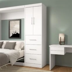 Pemberly Row 2-Door Engineered Wood Storage Unit With 3 Drawers In White -Cymax Sales 2773524 4 L