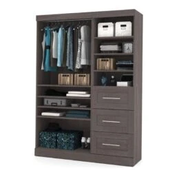 Pemberly Row Contemporary 61" Classic Storage Kit In Bark Gray