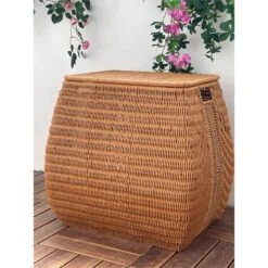 ELE Light & Decor Wicker / Rattan Laundry Basket With Lid In Brown -Cymax Sales 2776785 1 L