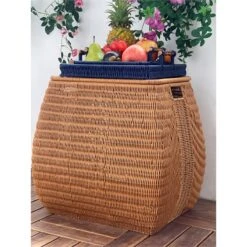 ELE Light & Decor Wicker / Rattan Laundry Basket With Lid In Brown -Cymax Sales 2776785 2 L