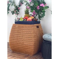 ELE Light & Decor Wicker / Rattan Laundry Basket With Lid In Brown -Cymax Sales 2776785 6 L