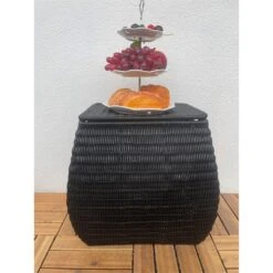 ELE Light & Decor Wicker / Rattan Laundry Basket With Handles In Black -Cymax Sales 2776786 1 L