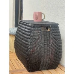 ELE Light & Decor Wicker / Rattan Laundry Basket With Handles In Black -Cymax Sales 2776786 2 L