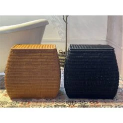 ELE Light & Decor Wicker / Rattan Laundry Basket With Handles In Black -Cymax Sales 2776786 7 L