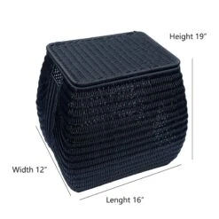 ELE Light & Decor Wicker / Rattan Laundry Basket With Handles In Black -Cymax Sales 2776786 8 L
