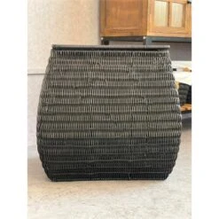 ELE Light & Decor Wicker / Rattan Laundry Basket With Handles In Black -Cymax Sales 2776786 L