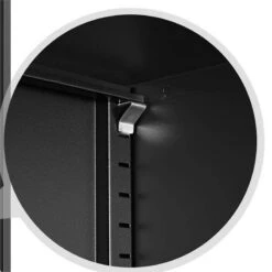 71 Inch 2 Door Storage Cabinet- 4 Adjustable Shelves- Powder Coated Black -Cymax Sales 2779422 2 L