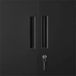 71 Inch 2 Door Storage Cabinet- 4 Adjustable Shelves- Powder Coated Black -Cymax Sales 2779422 3 L