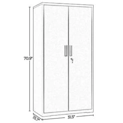 71 Inch 2 Door Storage Cabinet- 4 Adjustable Shelves- Powder Coated Black -Cymax Sales 2779422 4 L