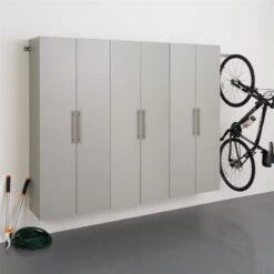 Prepac HangUps 3 Piece 90" Wooden Garage Storage Cabinet Set D In Black