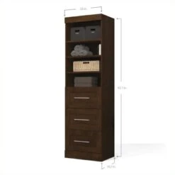 Bestar Pur 25" 3-Drawer Storage Unit In Chocolate -Cymax Sales 501525 1 L 1
