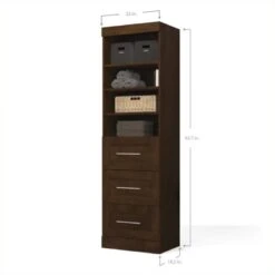 Bestar Pur 25" Storage Unit With 3-Drawer Set In Bark Gray -Cymax Sales 501525 1 L
