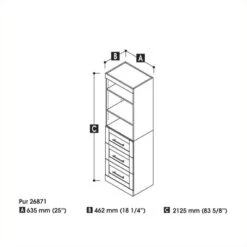 Bestar Pur 25" 3-Drawer Storage Unit In Chocolate -Cymax Sales 501525 2 L 1