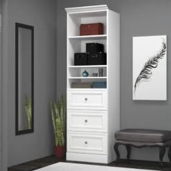 Bestar Versatile 25"W Engineered Wood Closet Organizer With Drawers In White -Cymax Sales 501580 L