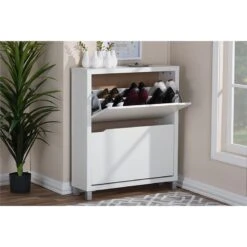 Baxton Studio Simms Modern Shoe Cabinet In White -Cymax Sales 504010 2 L