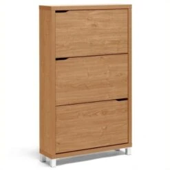 Baxton Studio Simms Shoe Cabinet In Maple